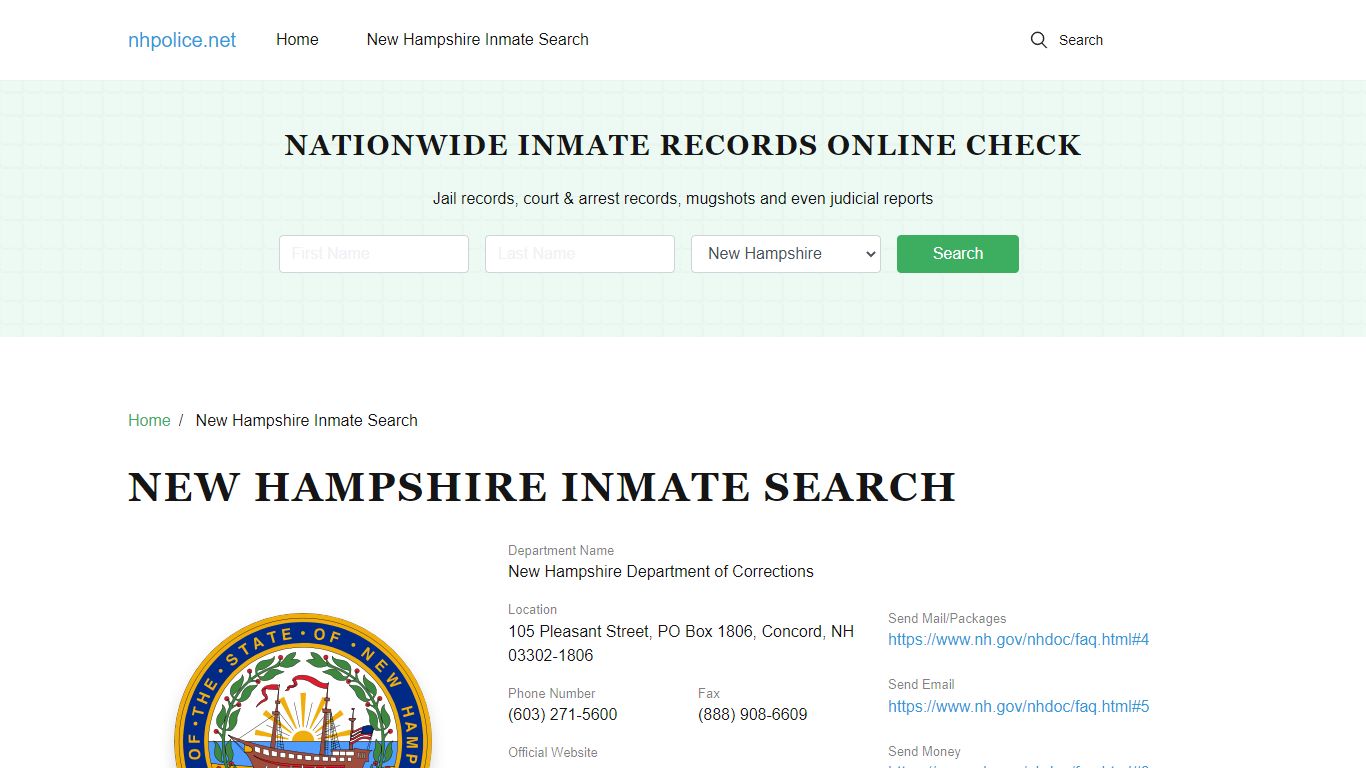New Hampshire Inmate Search - nhpolice.net