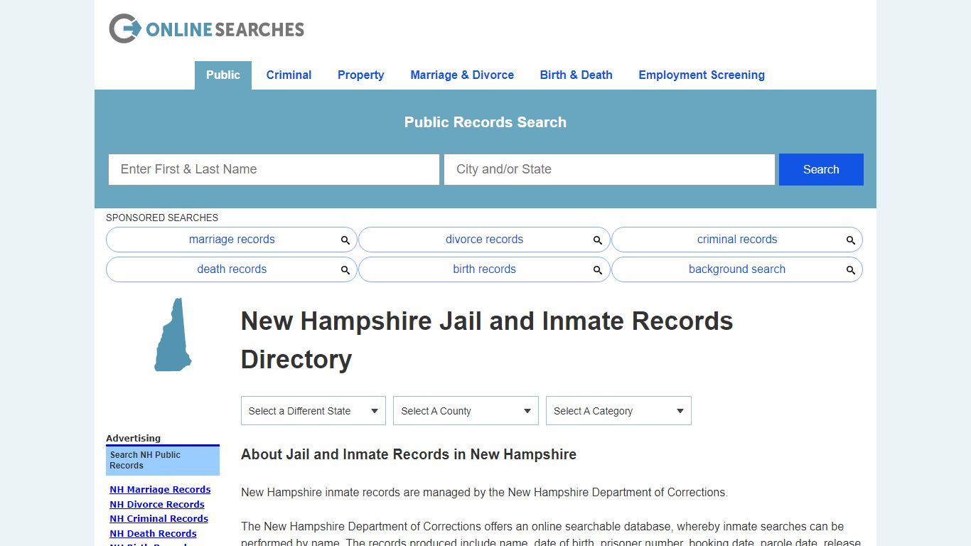 New Hampshire Jail and Inmate Records Search Directory - OnlineSearches.com
